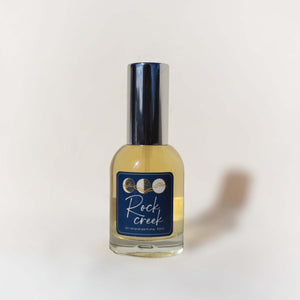 Small bottle with a label on a white background
